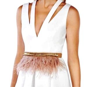 BCBG MaxAzria PINK FEATHER + RHINESTONE BELT 💎